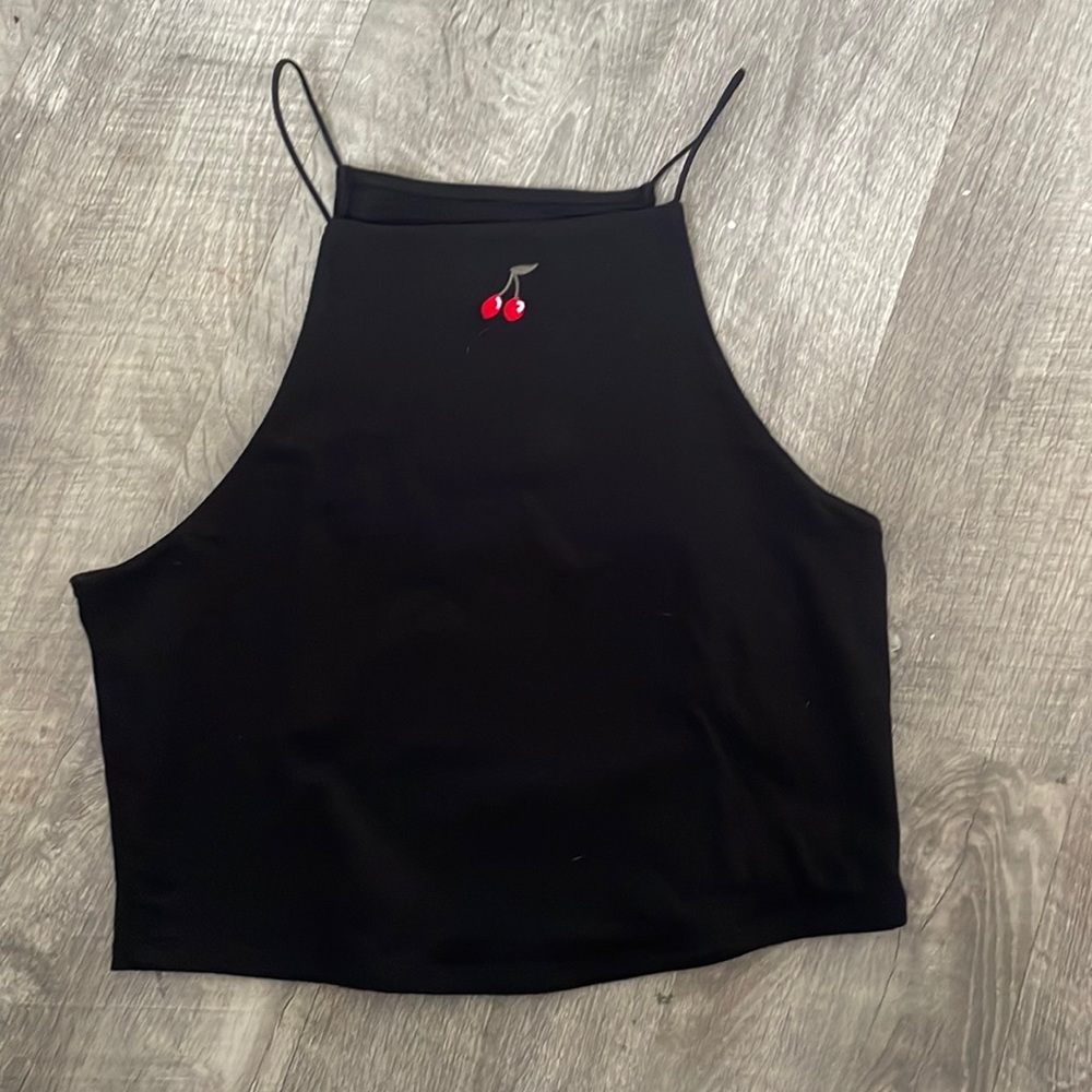 Black tank top with cherry